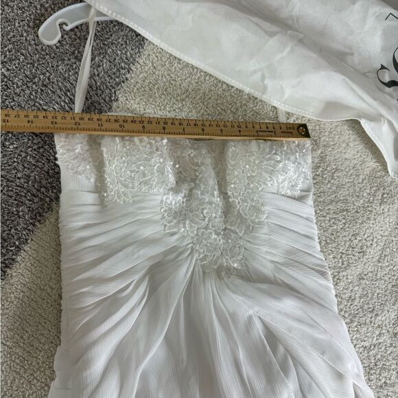 David’s Bridal Wedding Dress Womens Sz 8 strapless crinkle lace chiffon Princess - Picture 13 of 13